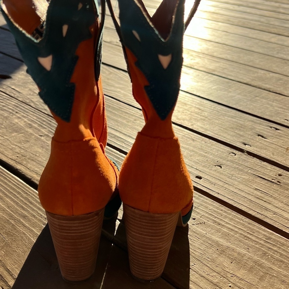 Dingo Orange and Teal Ankle Boots - Picture 3 of 6